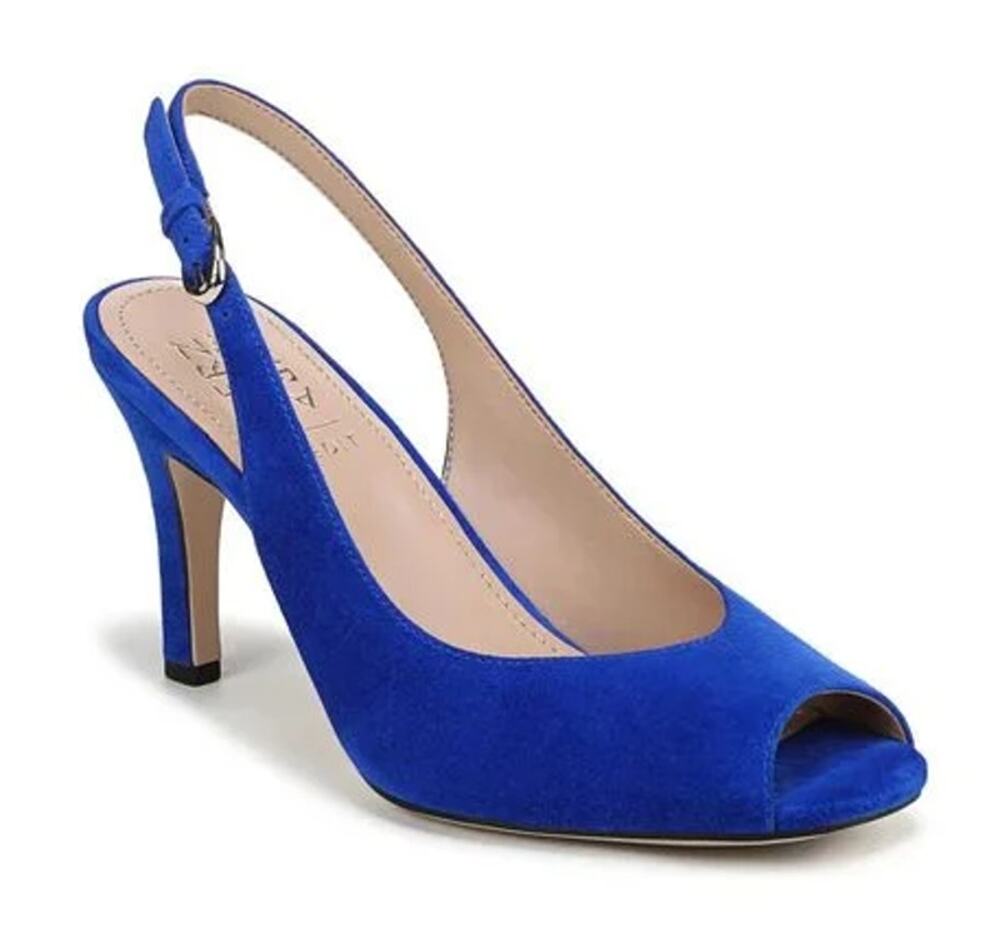 New 27 EDIT Naturalizer Alexa Photon Blue Suede Heels Size 8